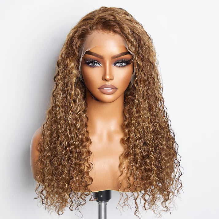 Taneshia's GodBless 22 Inch Pre-Plucked 13"x4" Lace Front Water Wavy Wig Free Part 150% Density-100% Human Hair