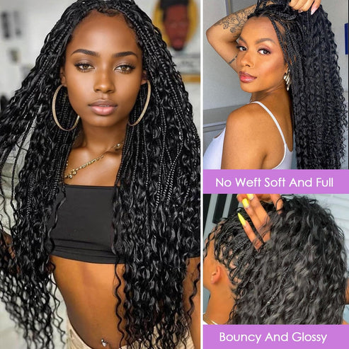 Taneshia's GodBless Deep Wave Bulk Hair For Braiding #1B Natural Black