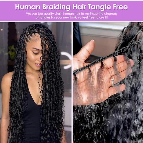 Taneshia's GodBless Deep Wave Bulk Hair For Braiding #1B Natural Black