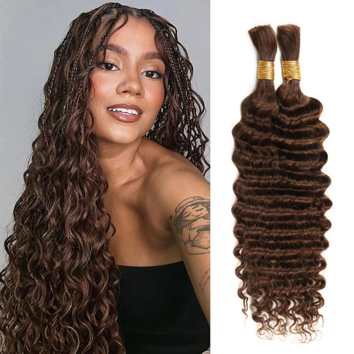 Taneshia's GodBless 20inch Deep Wave Bulk Hair For Braiding #4 Color