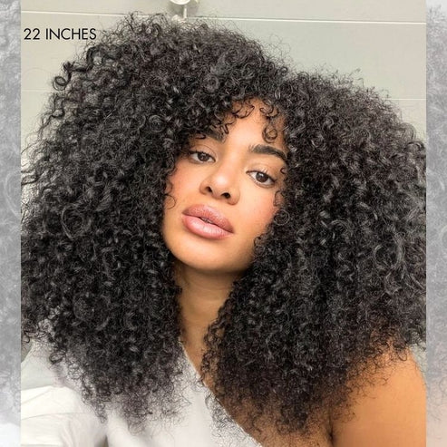 Taneshia's GodBless 22inch #1B Natural Black Messy Curly Half Wig 150%Density