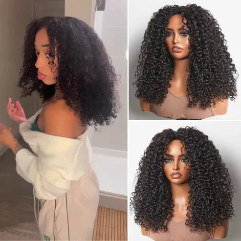 Taneshia's GodBless 22inch #1B Natural Black Messy Curly Half Wig 150%Density