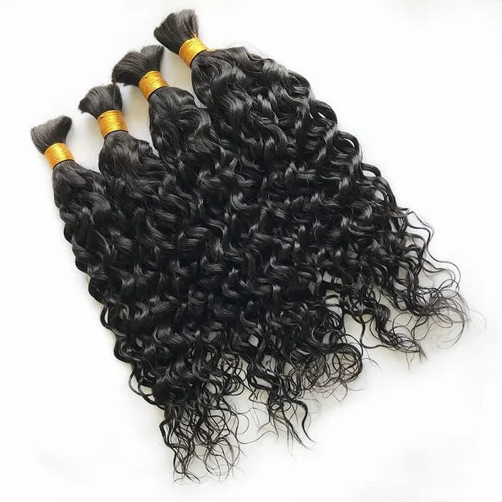 Taneshia's GodBless Water Wave Bulk Hair For Braiding #1B Natural Black