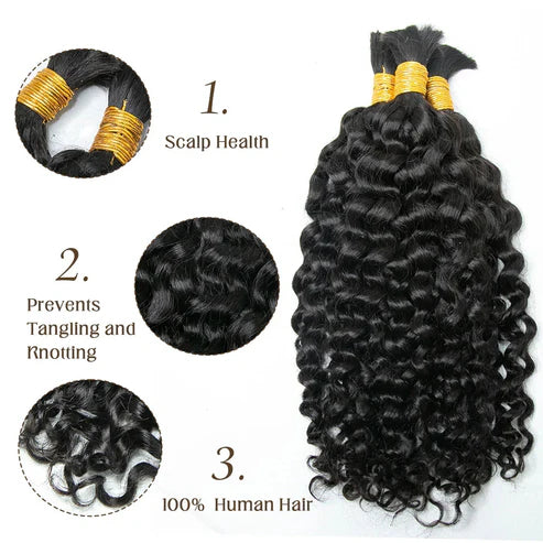 Taneshia's GodBless Water Wave Bulk Hair For Braiding #1B Natural Black