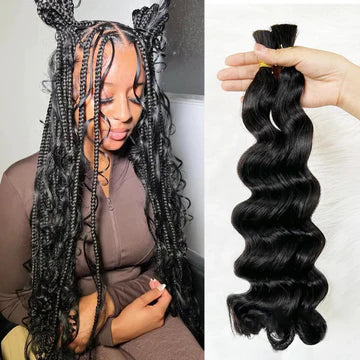 Taneshia's GodBless Loose Wave Bulk Hair For Braiding #1B Natural Black