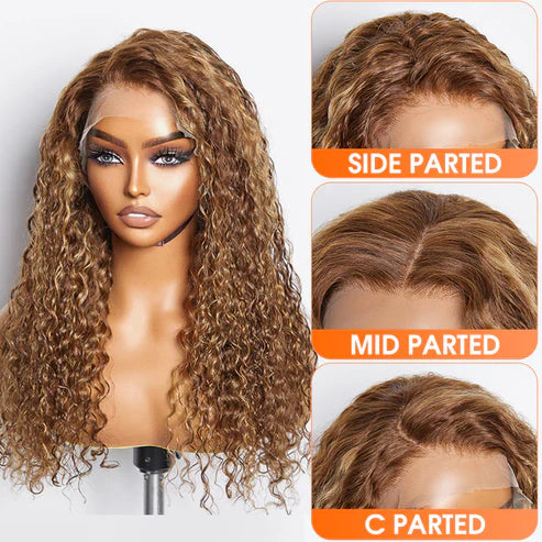 Taneshia's GodBless 22 Inch Pre-Plucked 13"x4" Lace Front Water Wavy Wig Free Part 150% Density-100% Human Hair