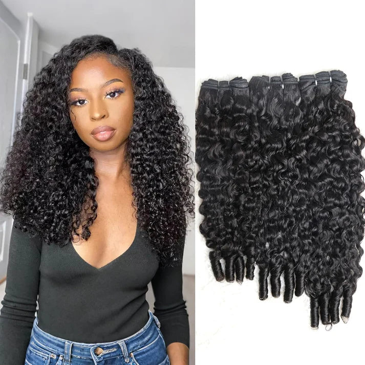 Taneshia's GodBless 16Inches Burmese Curly Bundles Virgin Brazilian Hair #1B Natural Black