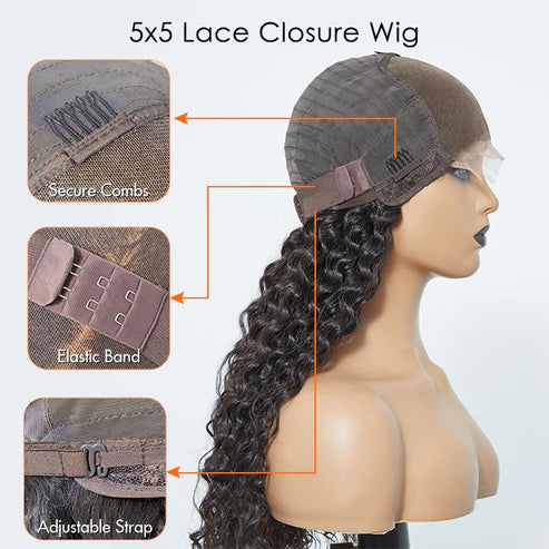 Taneshia's GodBless 5x5 24 inches Glueless Lace Closure Wig 180% Density Deep Wave